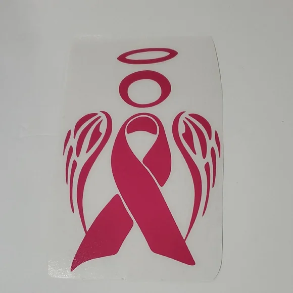 Pink Angel Ribbon Sticker - Picture 2 of 2